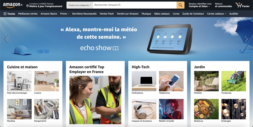 Amazon Home page in French